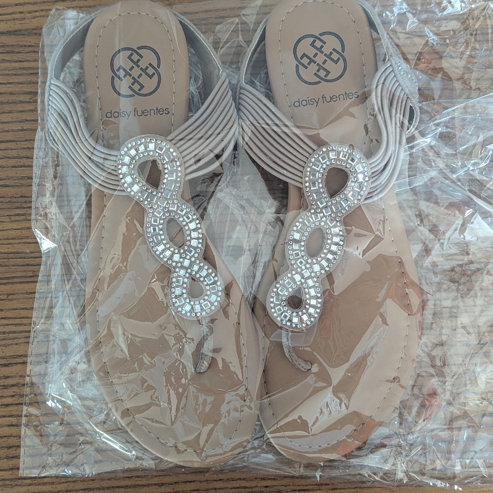 Tan Sandals with Rhinestone Accents‎
